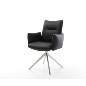 Otočná stolička Jova-Flex s podrúčkami Pravá koža Čierny široký vyobraziť