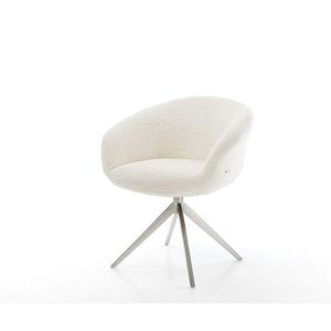 Otočná stolička Vinka-Flex s podrúčkami Bouclé biela Krížový rám vyobraziť