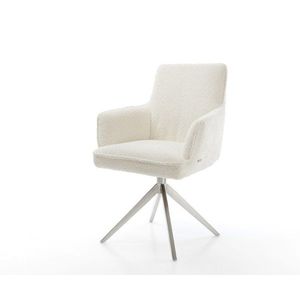 Otočná stolička Heira-Flex s podrúčkami Bouclé biela Krížový rám vyobraziť