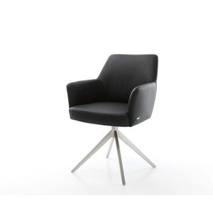 Otočná stolička Xana-Flex s podrúčkami Pravá koža Čierny široký vyobraziť