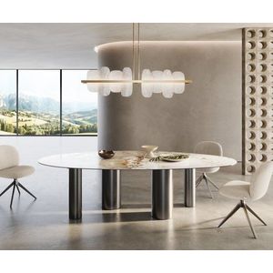 Jedálenský stôl Edge Oval 280x130 keramický Minas Melange bielo-béžový vyobraziť