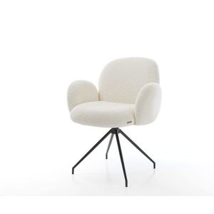 Jedálenská stolička Nube-Flex s podrúčkami bouclé biela krížová podnož vyobraziť