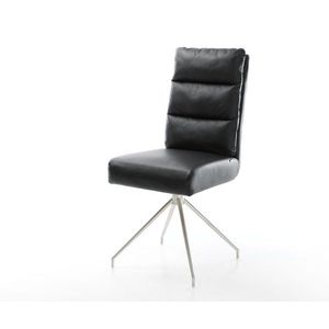 Otočná stolička Pela-Flex čierna pravá koža krížová základňa zúžená vyobraziť