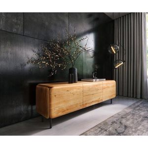 TV stolík Shavani 175 cm akácia prírodná 2 dvierka 2 zásuvky kov vyobraziť