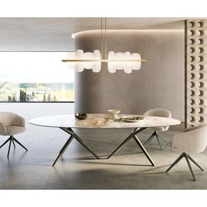 Jedálenský stôl Edge oválny 280x130 keramický minas melange biely vyobraziť