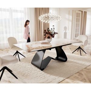 Jedálenský stôl Edge 180-220x100 keramický Minas Melange bielo-béžový vyobraziť