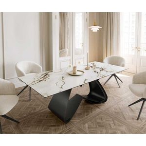 Jedálenský stôl Edge 180-220x100 keramický Calacatta Luxe bielo-zlato vyobraziť