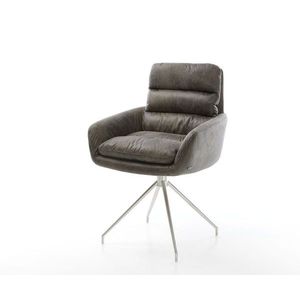 Abelia-Flex otočná stolička s podrúčkami sivá vintage krížová základňa vyobraziť