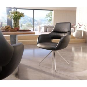 Jedálenská stolička Yago-Flex s krížovou podnožou z nerezovej ocele vyobraziť