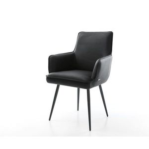 Heira-Flex podnož jedálenskej stoličky zúžená kovová čierna pravá koža vyobraziť