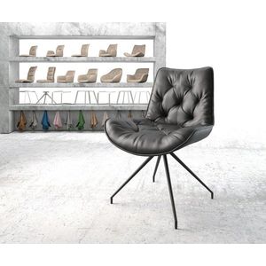 Otočná stolička Taimi-Flex čierna z pravej kože s krížovou základňou vyobraziť