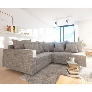 Rohová pohovka Clovis svetlosivá štruktúrovaná látka podrúčky ľavé vyobraziť