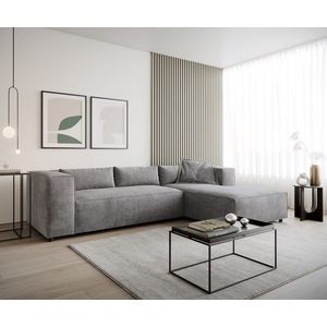 Rohová pohovka Brom 260x175 cm sivá lenivá pohovka z mikrovlákna pravá vyobraziť