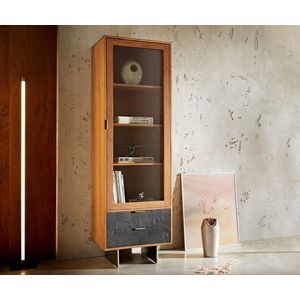 Vitrína Teele 60x180 cm prírodná akácia 1-dverový 2zásuvkový podstavec vyobraziť