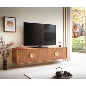 TV stolík Surimu 175x40x40 cm akácia svetlohnedá 4 dvierka korkové vyobraziť