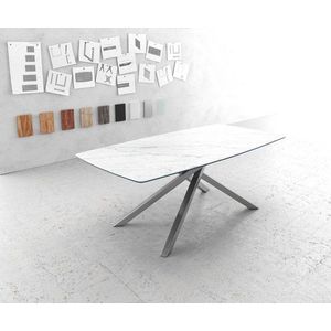 Jedálenský stôl Hrana zaoblená 200x100cm Laminam® keramický biely vyobraziť