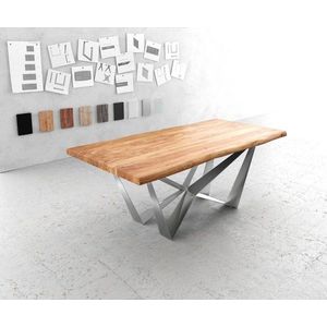 Hrana jídelního stolu 200x100 XL Akácie Přírodní pavouk Plochá ocel vyobraziť