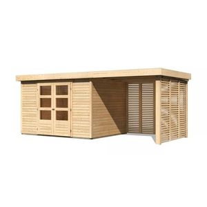 Drevený záhradný domček ASKOLA 5 s prístavkom Lanitplast vyobraziť