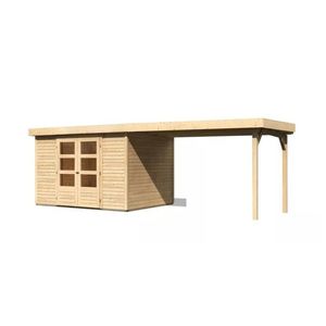 Drevený záhradný domček ASKOLA 5 s prístavkom 280 Lanitplast vyobraziť