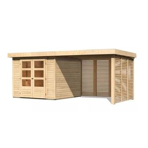 Drevený záhradný domček ASKOLA 3, 5 s prístavkom Lanitplast vyobraziť