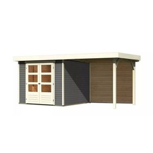 Drevený záhradný domček ASKOLA 3, 5 s prístavkom 240 Lanitplast vyobraziť