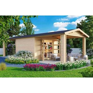 Drevený záhradný domček THERES 7 s prístavkom Lanitplast vyobraziť