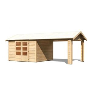 Drevený záhradný domček THERES 7 s prístavkom Lanitplast vyobraziť