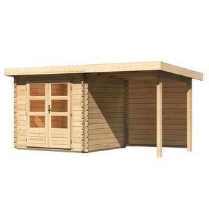 Drevený záhradný domček BASTRUP 2 s prístavkom Lanitplast vyobraziť