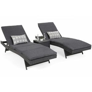 Záhradné lehátko 2 ks so stolíkom a poduškami vyobraziť