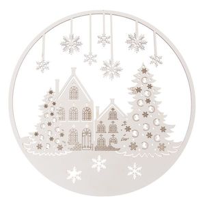 Drevená vianočná dekorácia na stenu Vločky, 37 cm vyobraziť