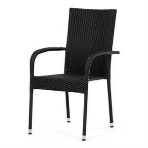 Autronic Záhradná stolička, kov, polyratan, čierna, AZC-S2113 BK vyobraziť