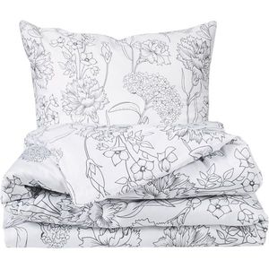 Matex Saténové obliečky Sivé kvety, 140 x 200 cm, 70 x 90 cm vyobraziť