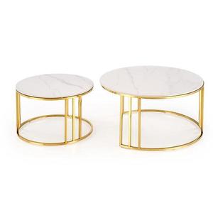 Konferenčný stolík Mercury 3 biela mramor/zlatá vyobraziť