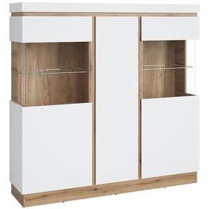 Vitrína Calabria nízka 3d Dub Coast Evoke/Biela Alpin vyobraziť