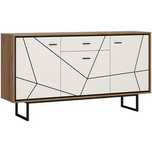 Komoda Brolo BROK04 3D1S dub catania/čierna perla/mdf biela HG vyobraziť