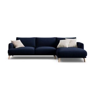 Tmavomodrá zamatová rohová pohovka (pravý roh/s leňoškou) Naomi – Micadoni vyobraziť