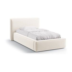 Krémová čalúnená jednolôžková posteľ s úložným priestorom s roštom 90x200 cm Jodie – Micadoni vyobraziť
