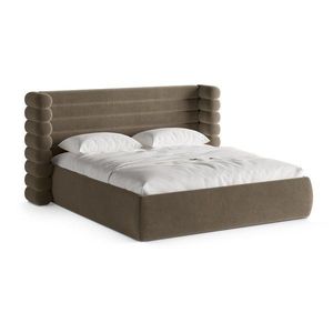 Taupe čalúnená dvojlôžková posteľ s úložným priestorom s roštom 160x200 cm Mount – Micadoni vyobraziť