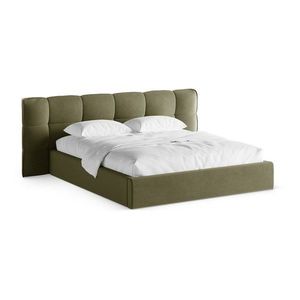 Zelená čalúnená dvojlôžková posteľ s úložným priestorom s roštom 200x200 cm Eric – Micadoni vyobraziť