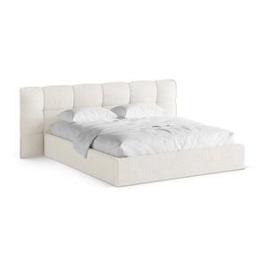Slonovinová čalúnená dvojlôžková posteľ s úložným priestorom s roštom 140x200 cm Eric – Micadoni vyobraziť