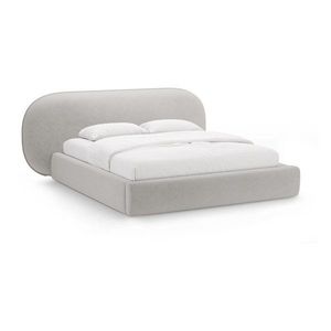 Svetlosivá čalúnená dvojlôžková posteľ s úložným priestorom s roštom 180x200 cm Ovalo – Micadoni vyobraziť
