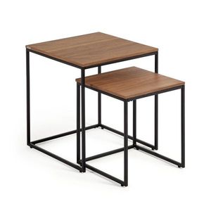 Odkladacie stolíky v súprave 2 ks s doskou v dekore orechového dreva 45x45 cm Yoana – Kave Home vyobraziť