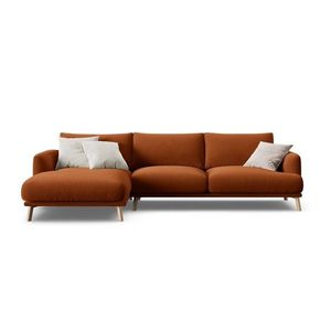 Zamatová rohová pohovka v terakotovej farbe (ľavý roh/s leňoškou) Naomi – Micadoni vyobraziť