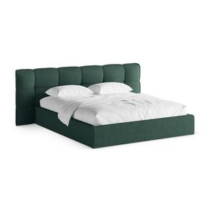 Tmavozelená čalúnená dvojlôžková posteľ s úložným priestorom s roštom 160x200 cm Eric – Micadoni vyobraziť