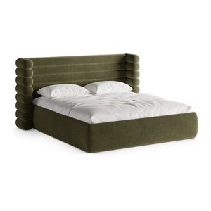 Zelená čalúnená dvojlôžková posteľ s úložným priestorom s roštom 180x200 cm Mount – Micadoni vyobraziť