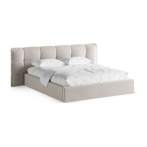 Béžová čalúnená dvojlôžková posteľ s úložným priestorom s roštom 180x200 cm Eric – Micadoni vyobraziť