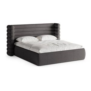 Tmavosivá čalúnená dvojlôžková posteľ s úložným priestorom s roštom 180x200 cm Mount – Micadoni vyobraziť