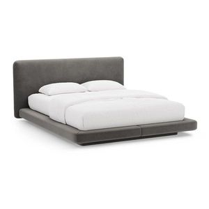Tmavosivá čalúnená dvojlôžková posteľ 140x200 cm Linea – Micadoni vyobraziť