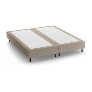 Béžová čalúnená dvojlôžková posteľ bez čela 200x200 cm Whale – Micadoni vyobraziť