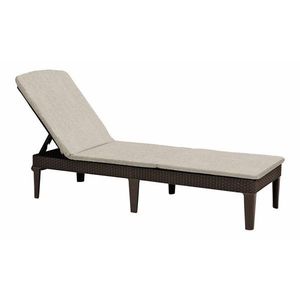 Béžové plastové/polstrované polohovacie záhradné ležadlo Jaipur – Keter vyobraziť